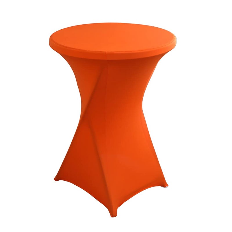 iEventStar 30 inches 32'' Highboy Cocktail Round Stretch Spandex Fitted Table Cover High Top Square Corners Tablecloth (30''-32'' Dia x 43'', Orange) - Image 1